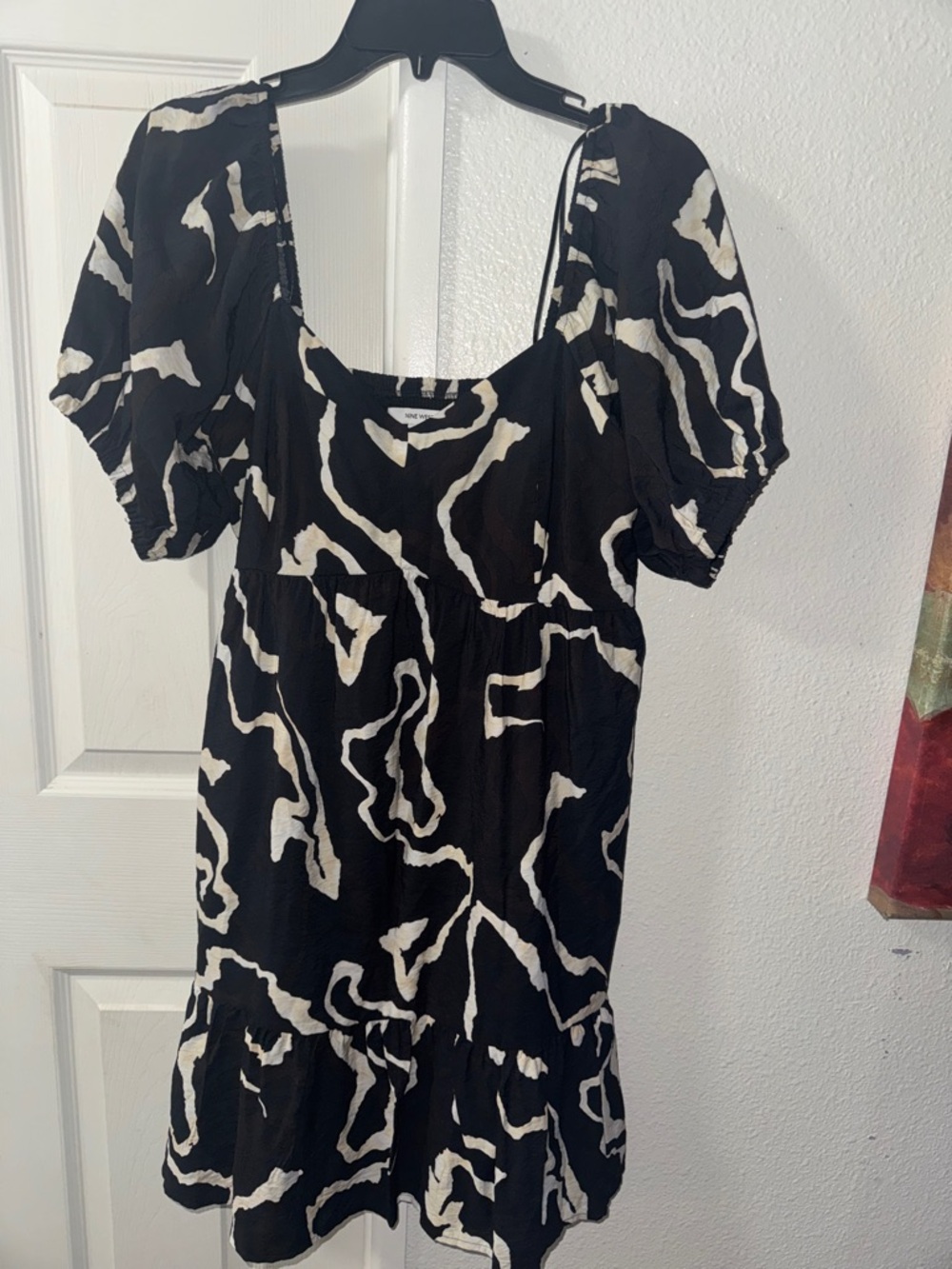 Nine West Black and White Abstract Mini Dress